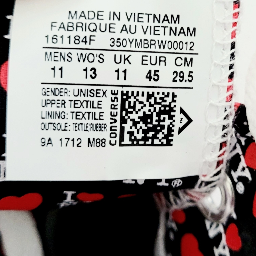 Converse CTAS Hi White Red Black "I Love New York" Women's 13 - Picture 6 of 6